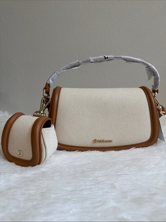 lululemon athletica Handbags - Lululemon Canvas Mini Bag - Natural/Chestnut Brown
